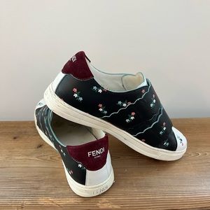 Fendi Leather Low Top Sneakers Floral